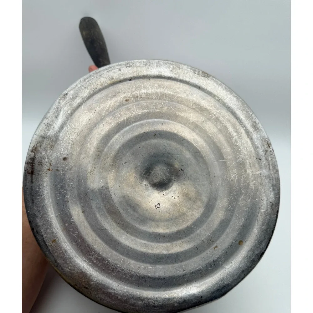 Vintage Arrow Aluminum Ware Stovetop Popcorn Popper Hand Crank Wood Handle G098